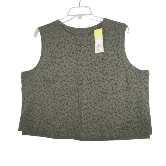 all in motion Tops - All In Motion Cropped Tank Top Women Size 3X Dark Olive Green Sleeveless NEW